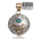 12kt Gold Filled and .925 Sterling Silver Certified Authentic Bull Skull Handmade Navajo Natural Turquoise Native American Pendant 17044-2