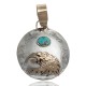 12kt Gold Filled and .925 Sterling Silver Certified Authentic Eagle head Handmade Navajo Natural Turquoise Native American Pendant  94008