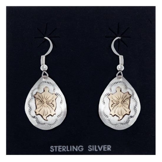 12kt Gold Filled and .925 Sterling Silver Kokopelli Handmade Certified Authentic Navajo Dangle Native American Earrings 24499