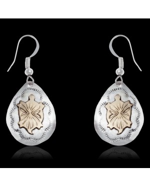 12kt Gold Filled and .925 Sterling Silver Kokopelli Handmade Certified Authentic Navajo Dangle Native American Earrings 24499