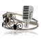 Handmade Certified Authentic Navajo .925 Sterling Silver Natural Black Onyx Native American Flower Cuff Bracelet 12946-4