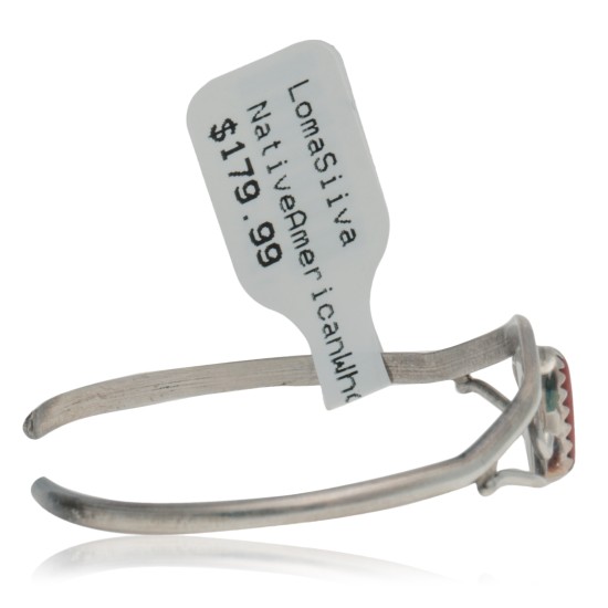 Delicate Handmade Certified Authentic Navajo .925 Sterling Silver Coral Native American Cuff Bracelet 12947-9