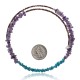 Natural Turquoise and Amethyst Certified Authentic Navajo Native American Adjustable Choker Wrap Necklace Chain 25584
