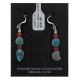 Natural Turquoise and Coral .925 Sterling Silver Hooks Certified Authentic Navajo Native American Dangle Earrings 27277