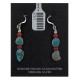 Natural Turquoise and Coral .925 Sterling Silver Hooks Certified Authentic Navajo Native American Dangle Earrings 27277