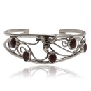 Handmade Navajo .925 Sterling Silver Natural Garnet Bracelet NB151223184704