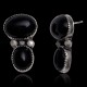Double Natural Black Onyx .925 Sterling Silver Certified Authentic Navajo Native American Handmade Post Earrings 18254 Double Natural Black Onyx .925 Sterling Silver Certified Authentic Navajo Native American Handmade Post Earrings 18254