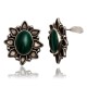 Malachite .925 Sterling Silver Certified Authentic Navajo Native American Flower Stud Earrings 24248