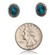Natural Turquoise .925 Sterling Silver Certified Authentic Navajo Native American Stud Earrings 24391-99