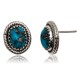 Natural Turquoise .925 Sterling Silver Certified Authentic Navajo Native American Stud Earrings 24391-99