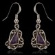 Sugilite .925 Sterling Silver Certified Authentic Navajo Native American Flower Dangle Earrings 27245
