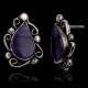 Sugulite .925 Sterling Silver Certified Authentic Navajo Native American Stud Flower Earrings 27278