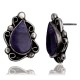 Sugulite .925 Sterling Silver Certified Authentic Navajo Native American Stud Flower Earrings 27278