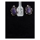 Sugulite .925 Sterling Silver Certified Authentic Navajo Native American Stud Flower Earrings 27278