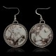 White Howlite .925 Sterling Silver Certified Authentic Navajo Native American Dangle Earrings 27279