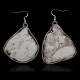 Huge White Howlite .925 Sterling Silver Certified Authentic Navajo Native American Dangle Earrings 27280