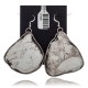 Huge White Howlite .925 Sterling Silver Certified Authentic Navajo Native American Dangle Earrings 27280