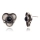 Black Onyx .925 Sterling Silver Certified Authentic Navajo Native American Stud Earrings 27244