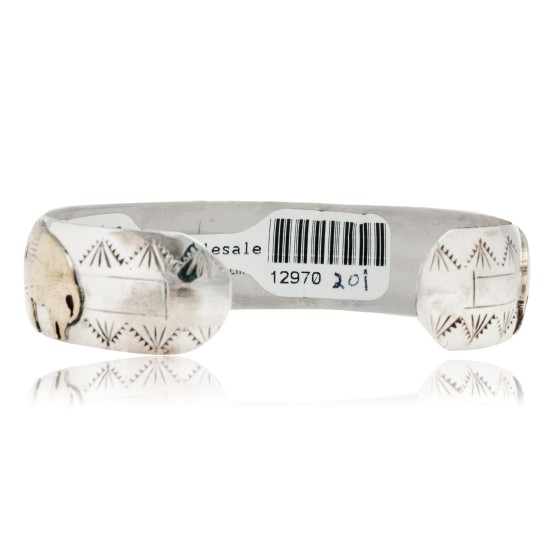 12kt Gold Filled and .925 Sterling Silver Certified Authentic Buffalo Handmade Navajo Natural Spiderweb Turquoise Native American Bracelet 12970-201