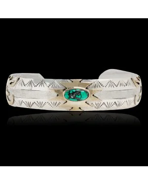 12kt Gold Filled and .925 Sterling Silver Eagle head Handmade Navajo Natural Turquoise Native American Cuff Bracelet 13096-99