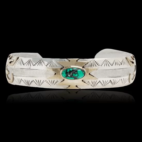12kt Gold Filled and .925 Sterling Silver Eagle head Handmade Navajo Natural Turquoise Native American Cuff Bracelet 13096-99 12kt Gold Filled and .925 Sterling Silver Eagle head Handmade Navajo Natural Turquoise Native American Cuff Bracelet 13096-99