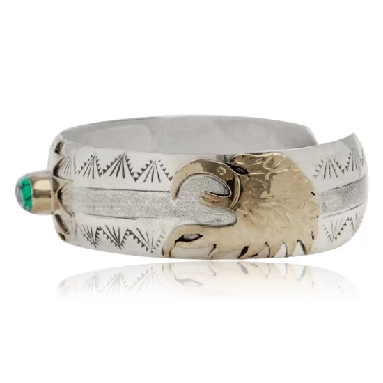 12kt Gold Filled and .925 Sterling Silver Eagle head Handmade Navajo Natural Turquoise Native American Cuff Bracelet 13096-99 12kt Gold Filled and .925 Sterling Silver Eagle head Handmade Navajo Natural Turquoise Native American Cuff Bracelet 13096-99