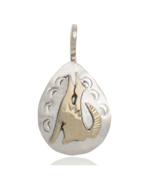 Delicate 12kt Gold Filled and .925 Sterling Silver Coyote Handmade Certified Authentic Navajo Native American Pendant 24470