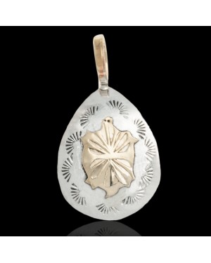 Turtle 12kt Gold Filled and .925 Sterling Silver Certified Authentic Handmade Very Delicate Navajo Native American Pendant 24472-99