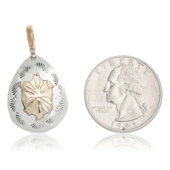 Turtle 12kt Gold Filled and .925 Sterling Silver Certified Authentic Handmade Very Delicate Navajo Native American Pendant 24472-99