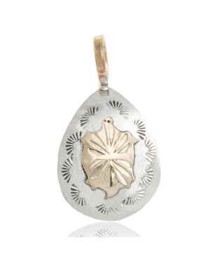 Turtle 12kt Gold Filled and .925 Sterling Silver Certified Authentic Handmade Very Delicate Navajo Native American Pendant 24472-99