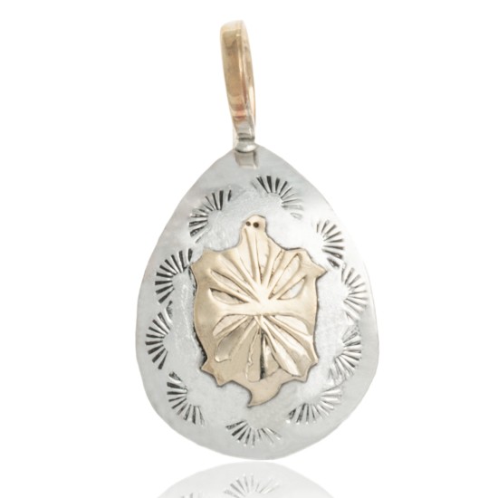Turtle 12kt Gold Filled and .925 Sterling Silver Certified Authentic Handmade Very Delicate Navajo Native American Pendant 24472-99