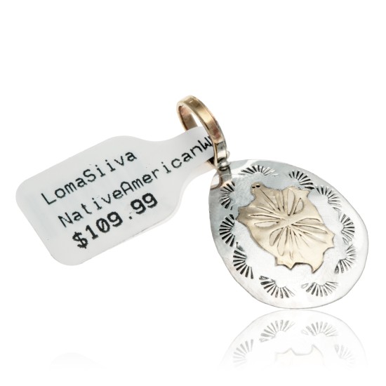 Turtle 12kt Gold Filled and .925 Sterling Silver Certified Authentic Handmade Very Delicate Navajo Native American Pendant 24472-99