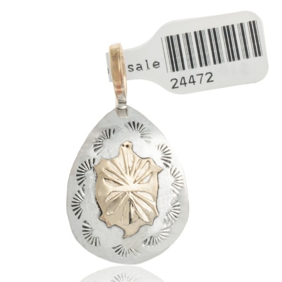 Turtle 12kt Gold Filled and .925 Sterling Silver Certified Authentic Handmade Very Delicate Navajo Native American Pendant 24472-99