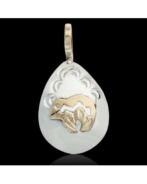Delicate 12kt Gold Filled and .925 Sterling Silver Bear Handmade Certified Authentic Navajo Native American Pendant 24473