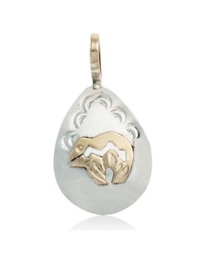 Delicate 12kt Gold Filled and .925 Sterling Silver Bear Handmade Certified Authentic Navajo Native American Pendant 24473