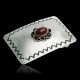 Certified Authentic Handmade Navajo Nickel Natural Red Jasper Native American Buckle 1217-4