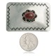 Certified Authentic Handmade Navajo Nickel Natural Red Jasper Native American Buckle 1217-4