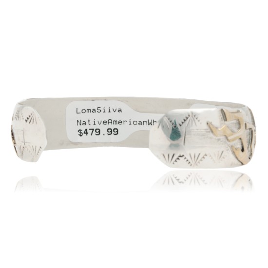 12kt Gold Filled and .925 Sterling Silver Handmade Kokopelli Certified Authentic Navajo Turquoise Native American Bracelet 390800679712
