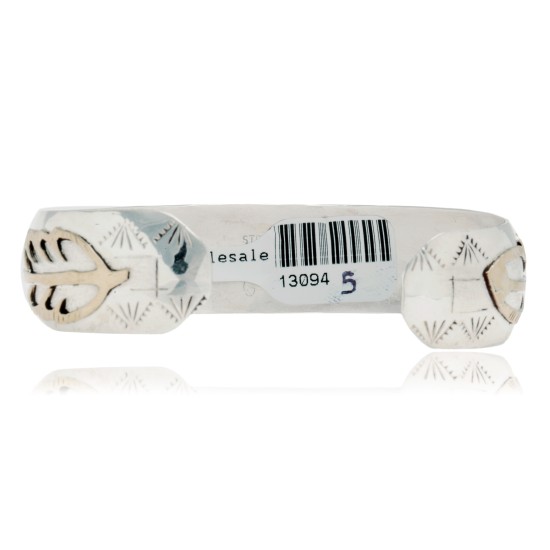 12kt Gold Filled and .925 Sterling Silver Certified Authentic Feather Handmade Navajo Native American Cuff Bracelet 13094-5
