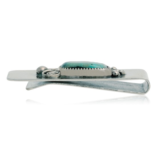 Navajo Handmade Certified Authentic .925 Sterling Silver Natural Turquoise Native American Nickel Money Clip 91004-1