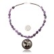 Hummingbird .925 Sterling Silver Certified Authentic Navajo Native American Natural Amethyst Necklace 25519