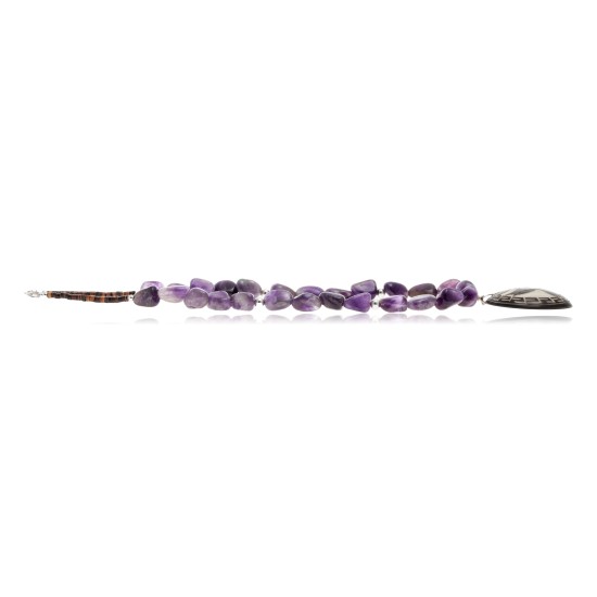 Hummingbird .925 Sterling Silver Certified Authentic Navajo Native American Natural Amethyst Necklace 25519