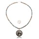 Bear and Bear Paw .925 Sterling Silver Certified Authentic Navajo Native American Natural Turquoise and Jasper Necklace 25523