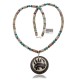 Bear and Bear Paw .925 Sterling Silver Certified Authentic Navajo Native American Natural Turquoise and Jasper Necklace 25523
