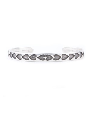 Heart .925 Sterling Silver  Certified Authentic Handmade Hopi Native American Bracelet 13219-1