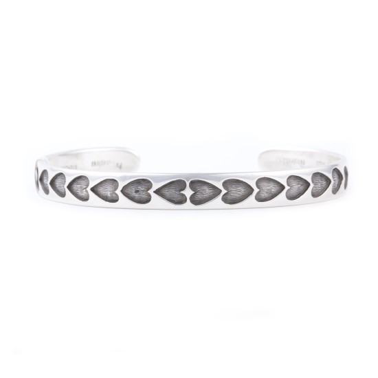 Heart .925 Sterling Silver  Certified Authentic Handmade Hopi Native American Bracelet 13219-1