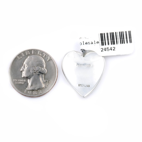 Heart .925 Sterling Silver Certified Authentic Handmade Hopi Native American Pendant  24542