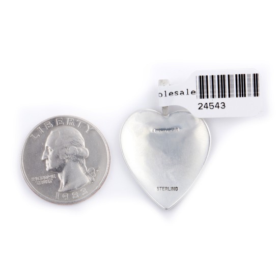 Heart .925 Sterling Silver Certified Authentic Handmade Overlay Hopi Native American Pendant  24543