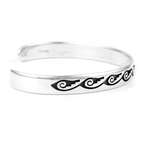 Clouds Water .925 Sterling Silver Water Wave Handmade Hopi Native American Bracelet 13219-2 Clouds Water .925 Sterling Silver Water Wave Handmade Hopi Native American Bracelet 13219-2