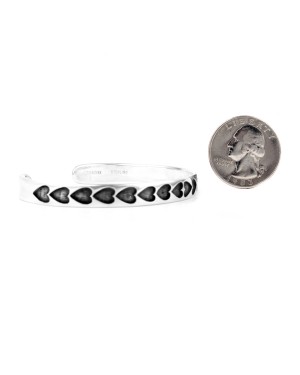 Heart .925 Sterling Silver  Certified Authentic Handmade Hopi Native American Bracelet 13219-1